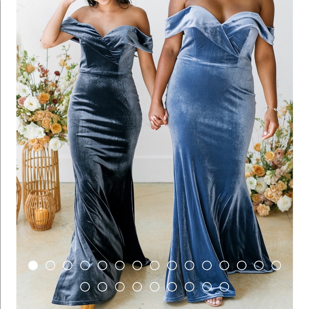 Revelry Bardot velvet sage bridesmaid dress size 10